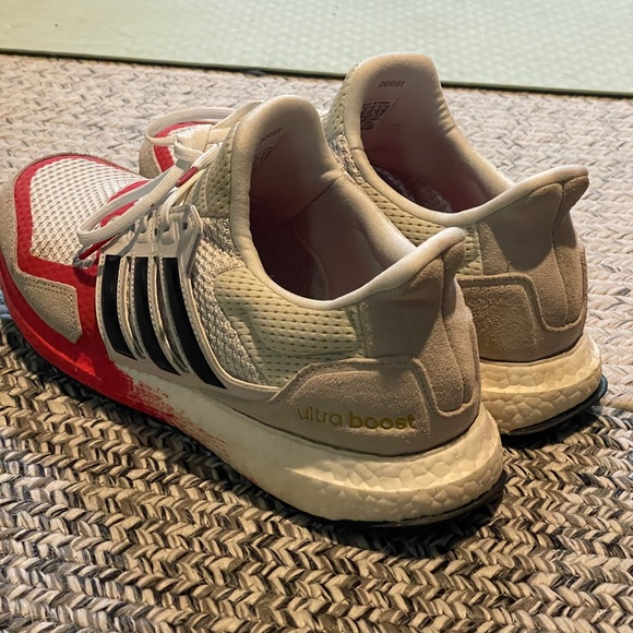 Adidas Ultra Boost White and Red Sneakers - lightly worn - Picture 3 of 8